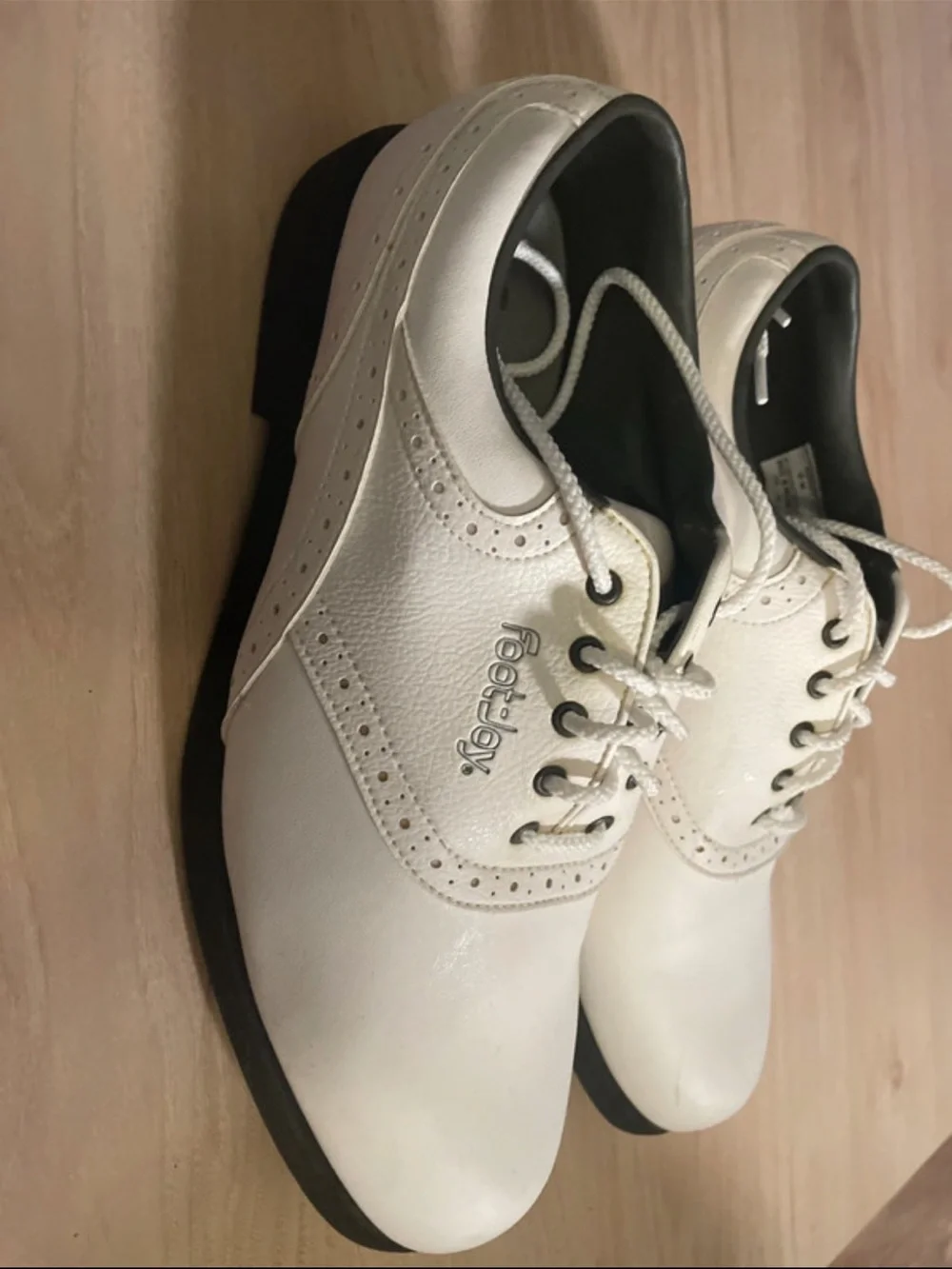 FootJoy White Men's Oxford Golf Shoes with Black Trim